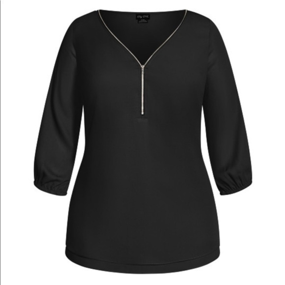 CITY CHIC Sexy Fling Elbow Sleeve Top -  black